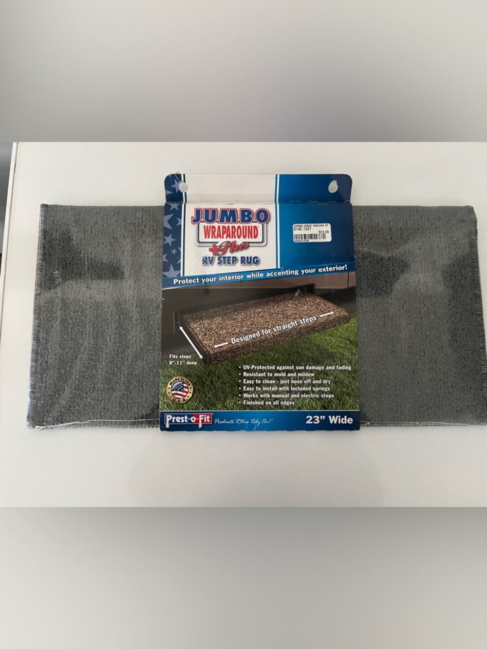 Prest-o-Fit Jumbo Wraparound RV Step Rug - Gray